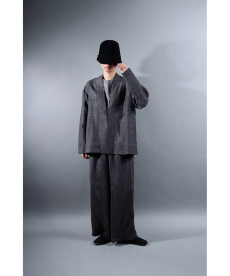 １.Haori tussar / Silk khadi / size 1 / Charcoal gray