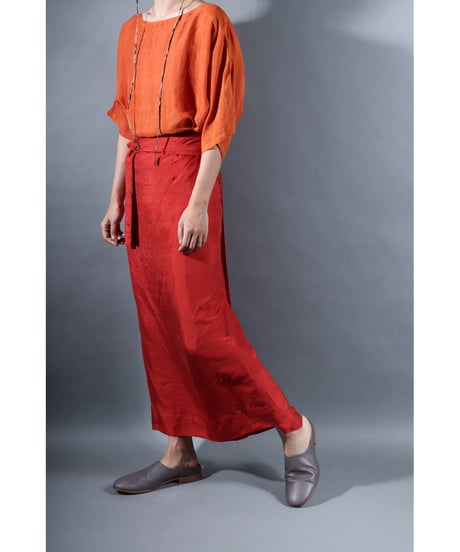 1.Tibetan skirt / Silk khadhi / Madder red