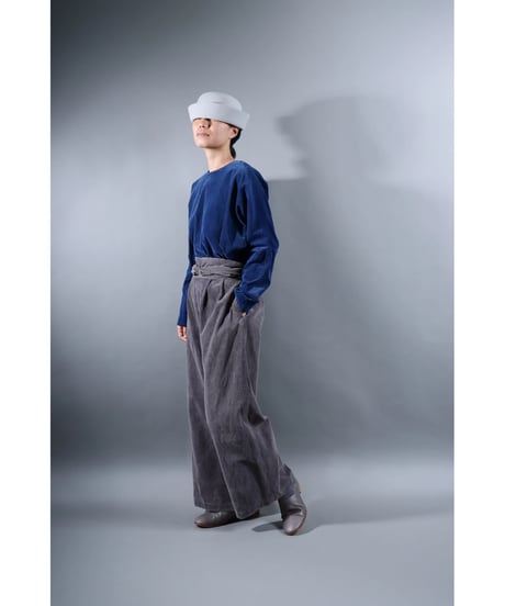 1.Hakama corduroy pants / organic cotton / size1 / Purplish gray
