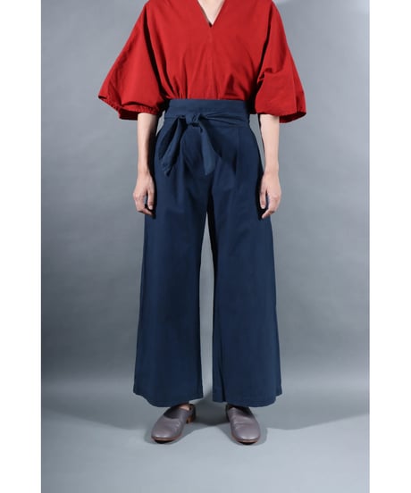 2.Hakama pants / sp / organic cotton typewriter / size1 / Iron blue