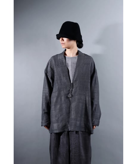 １.Haori tussar / Silk khadi / size 2 / Charcoal gray
