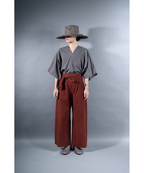 3.Hakama pants / sp / organic cotton typewriter / size1 / Rusty red brown