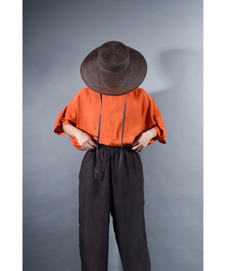 4.Karesante / slashed neck / Silk khadi / Tangerine Orange