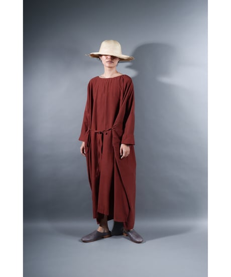 3.Drop / Dress / Silk Cotton Khadi / Brick brown