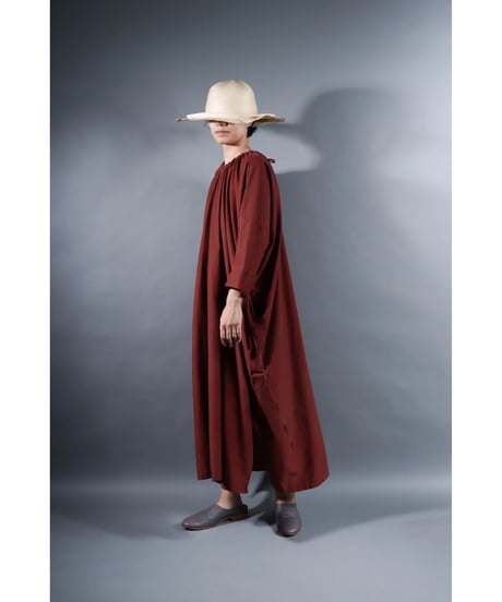 3.Drop / Dress / Silk Cotton Khadi / Brick brown