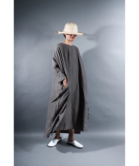 4.Drop / Dress / Silk cotton Khadi / Light gray