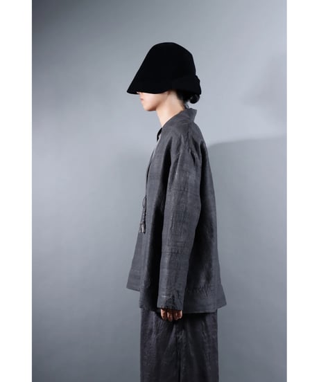 １.Haori tussar / Silk khadi / size 1 / Charcoal gray