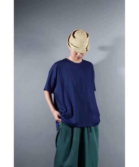 2.Fendo-Half sleeve tops / Organic cotton satin / Evening blue