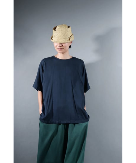 4.Fendo-Half sleeve tops / Organic cotton satin / Iron blue