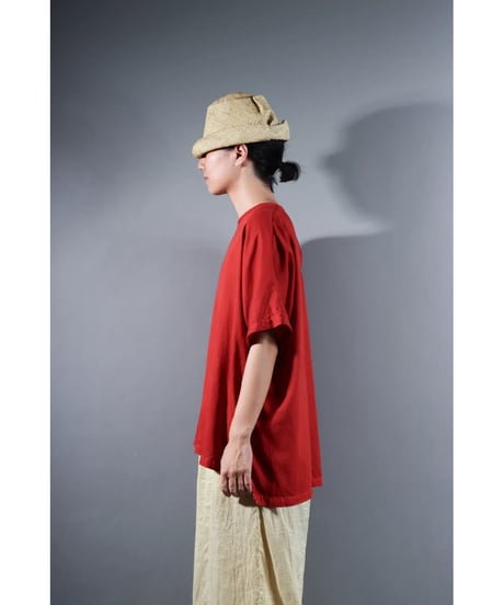 5.Fendo-Half sleeve tops / Organic cotton satin / Madder red
