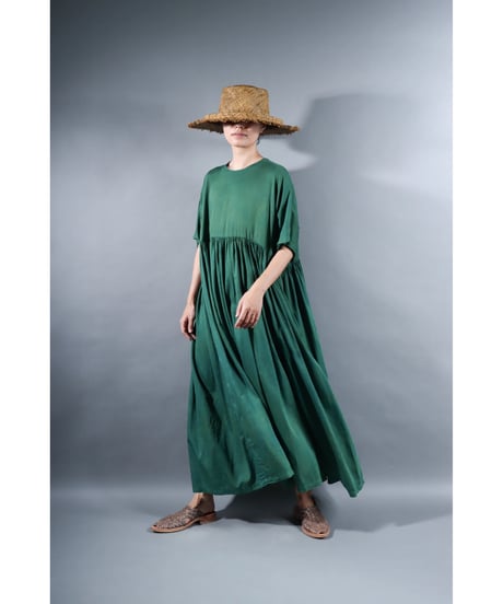 2.Kurteno-dress / Half sleeve / Organic cotton satin / Atoll green