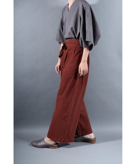 3.Hakama pants / sp / organic cotton typewriter / size1 / Rusty red brown