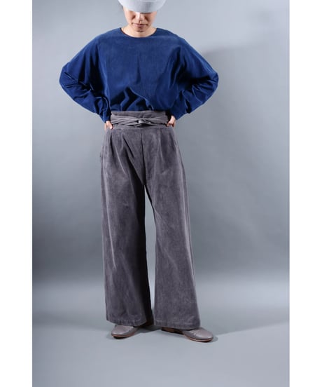 1.Hakama corduroy pants / organic cotton / size1 / Purplish gray