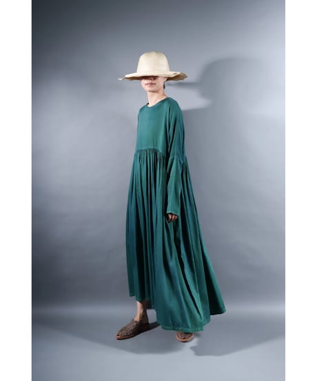 3.Kurteno-dress  / Long sleeve / Organic cotton satin / Sea green