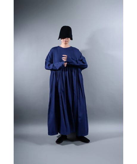 5.Kurteno-dress sp/ Long sleeve / Organic cotton satin / Midnight blue
