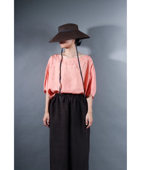 6.Karesante / slashed neck / Silk khadi / Peach pink