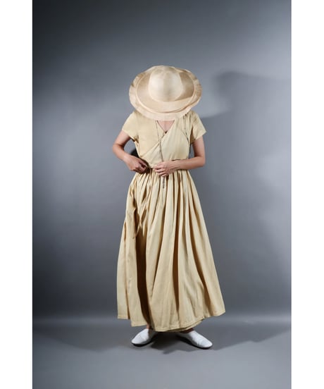 1.Lilith cap sleeve dress / Organic cotton satin  / Clove
