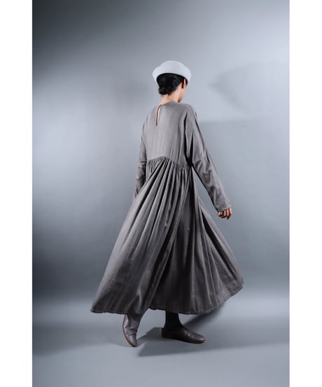 1.Kurteno-dress / Long sleeve / Organic cotton satin / Soft gray