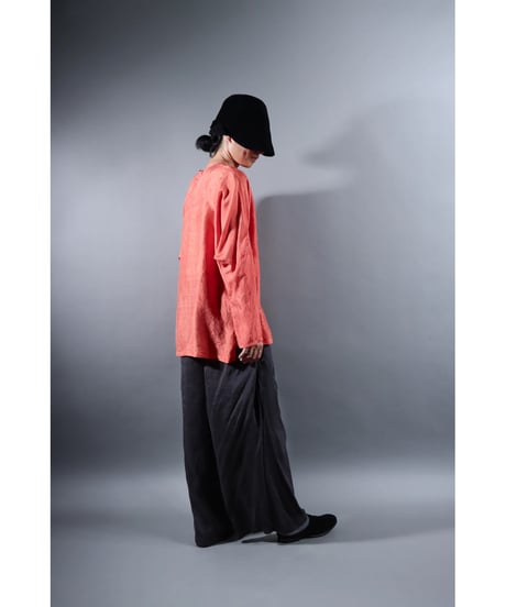 1.Fendo-Long sleeve tops/ Silk khadi / Sunset pink