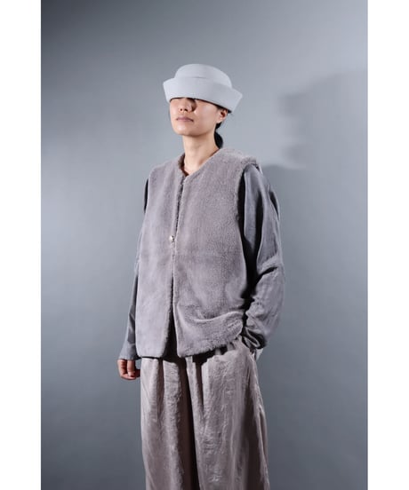 1.Fur vest crew neck / Organic cotton / Purplish gray