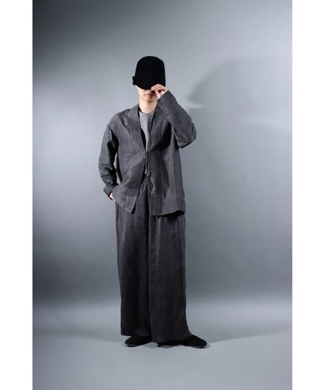 １.Haori tussar / Silk khadi / size 1 / Charcoal gray