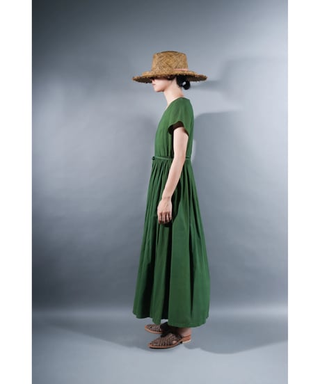 1.Lilith cap sleeve dress / sp / Organic cotton lawn /  Forest green