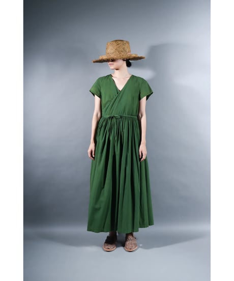 1.Lilith cap sleeve dress / sp / Organic cotton lawn /  Forest green