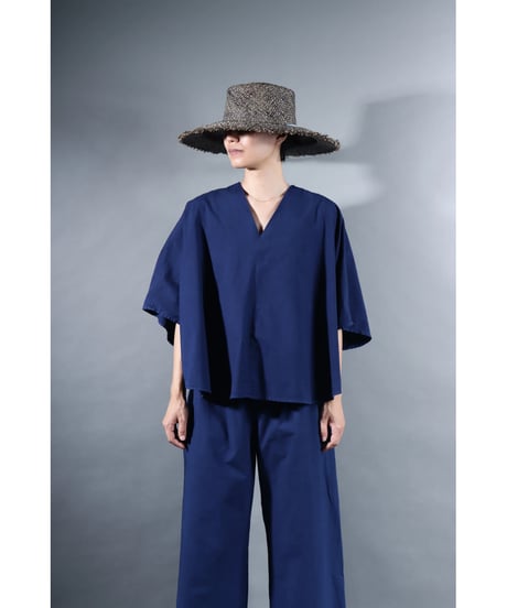 １.Ronda v-neck tops / sp / Organic cotton /  Ryukyu indigo