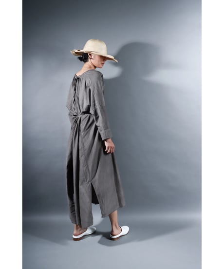 4.Drop / Dress / Silk cotton Khadi / Light gray