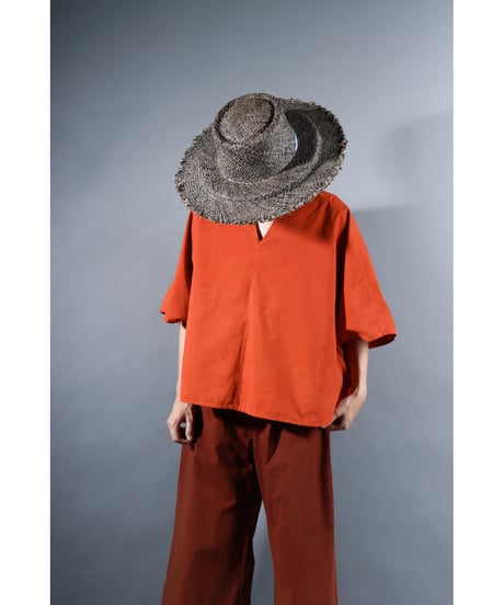 5.Ronda v-neck tops / Organic cotton / Burnt orange