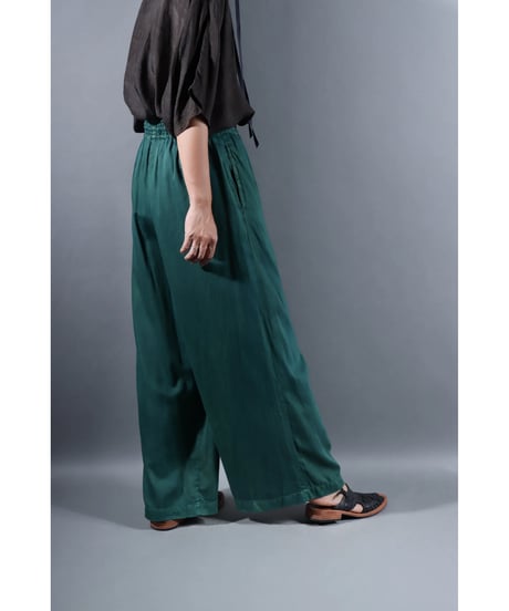 1.Lumo-pants / Organic cotton satin / Lake green