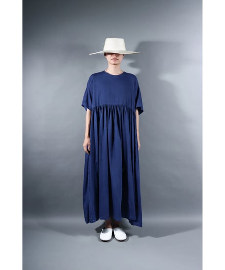 1.Kurteno-dress / sp / Half sleeve / Organic cotton satin / Evening blue