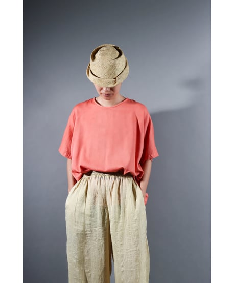 3.Fendo-Half sleeve tops / Organic cotton satin / Sunset pink