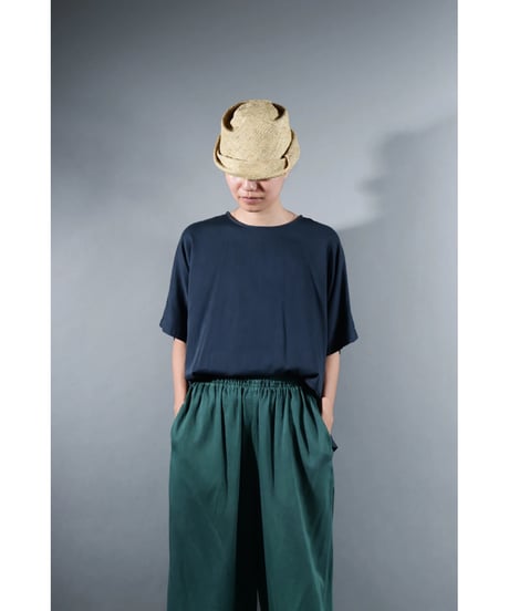 4.Fendo-Half sleeve tops / Organic cotton satin / Iron blue