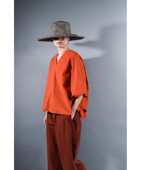 5.Ronda v-neck tops / Organic cotton / Burnt orange