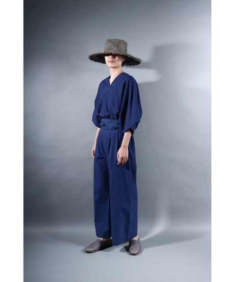 1.Hakama pants / sp / organic cotton typewriter / size1 / Evening blue