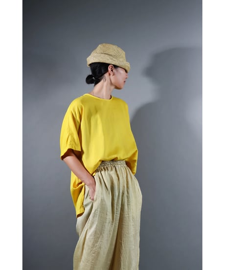 1.Fendo-Half sleeve tops / Organic cotton satin / Fukugi yellow