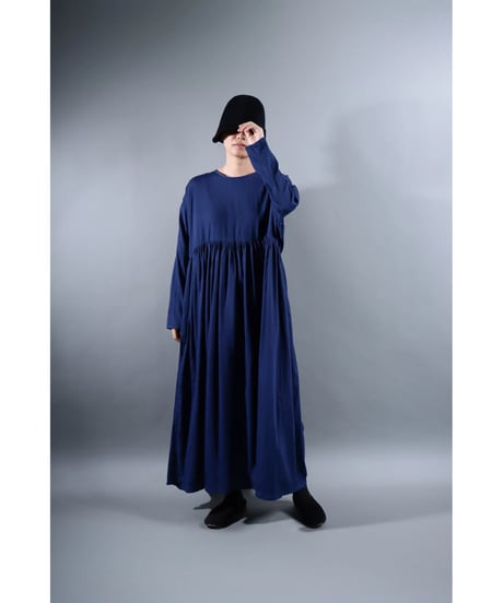 5.Kurteno-dress sp/ Long sleeve / Organic cotton satin / Midnight blue