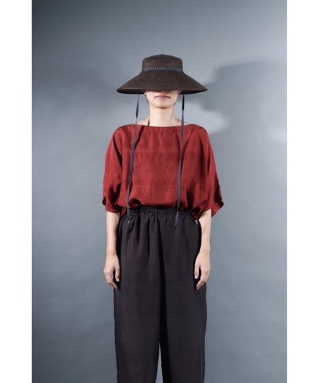2.Karesante / slashed neck / Silk khadi / Dark madder red