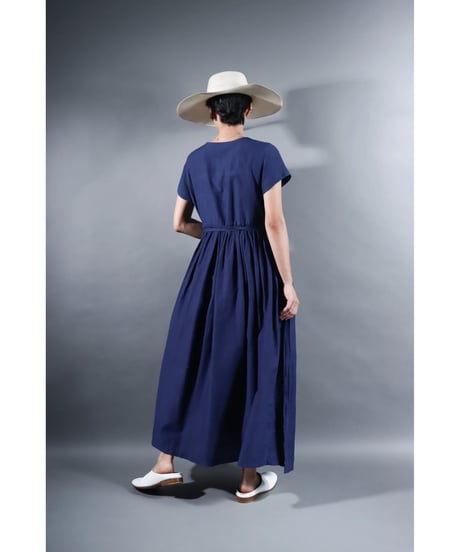1.Lilith cap sleeve dress / sp / Cotton silk khadhi / Evening blue