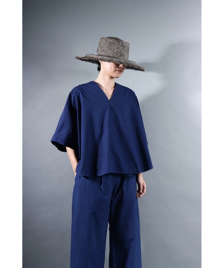 １.Ronda v-neck tops / sp / Organic cotton /  Ryukyu indigo