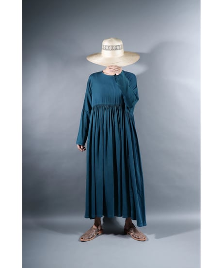 4.Kurteno-dress  / Long sleeve / Organic cotton satin / Dark water