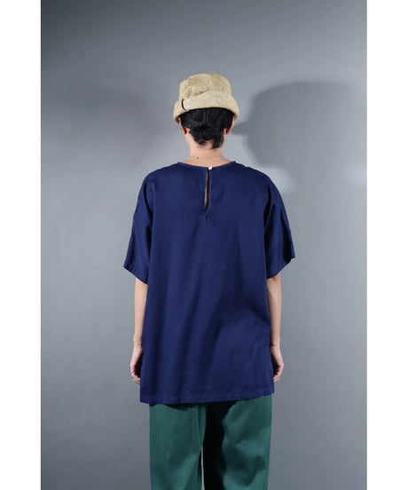 2.Fendo-Half sleeve tops / Organic cotton satin / Evening blue