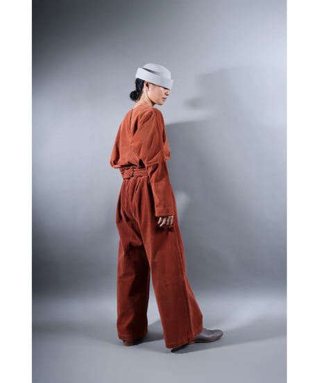 1.Hakama corduroy pants sp / organic cotton / size2 / Brick brown