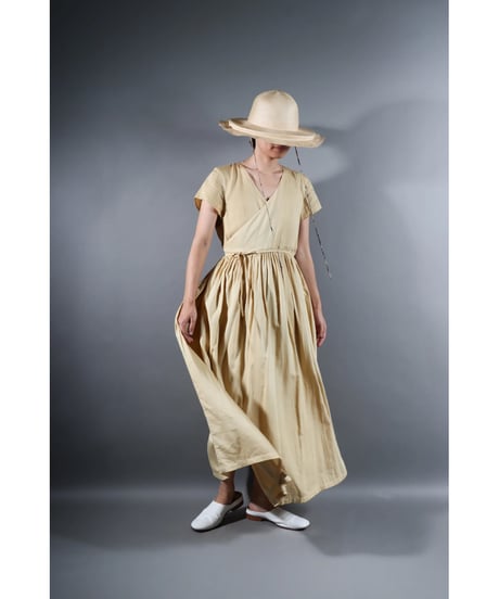 1.Lilith cap sleeve dress / Organic cotton satin  / Clove