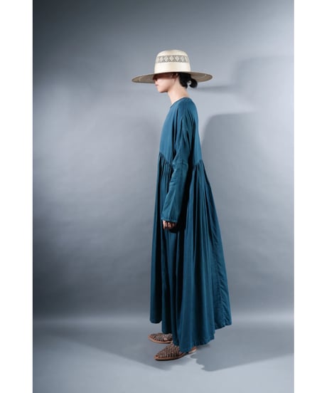4.Kurteno-dress  / Long sleeve / Organic cotton satin / Dark water