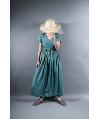 1.Lilith- cap sleeve dress / Organic cotton satin / Shore blue