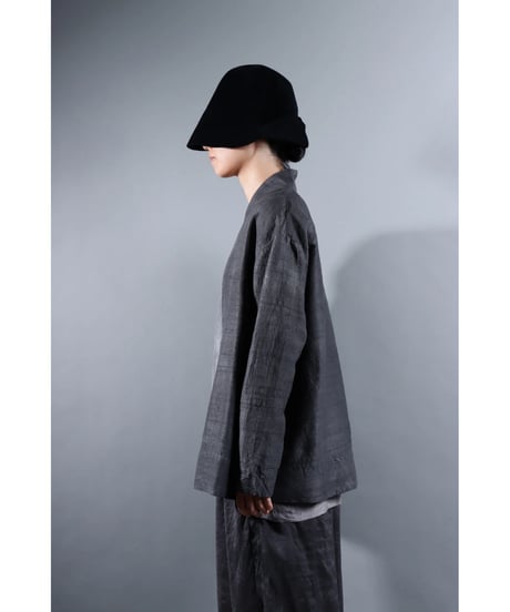 １.Haori tussar / Silk khadi / size 1 / Charcoal gray