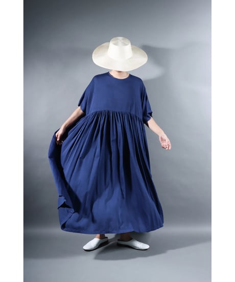 1.Kurteno-dress / sp / Half sleeve / Organic cotton satin / Evening blue