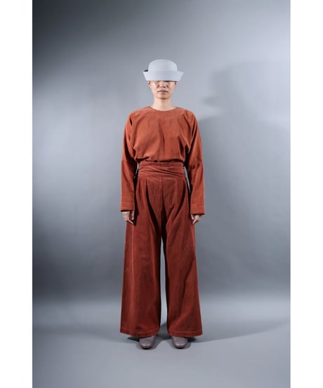1.Hakama corduroy pants sp / organic cotton / size2 / Brick brown